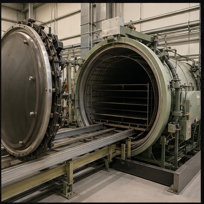 Open industrial autoclave used for composite processing